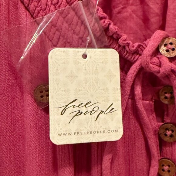 New Free People Mauve Maxi Flutter Sleeve Dress medium oversized cotton pockets - Picture 10 of 10